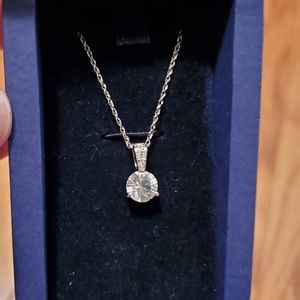 Swarovski solitaire crystal necklace rhodium plate